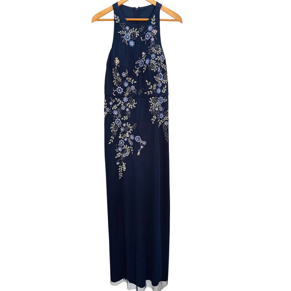 Aidan Mattox Embellished Floral-Embroidered Column Long Gown size 8 NWT - Picture 7 of 10